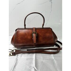 RARE Michael Kors Collection Brackley Saddle Satchel Bag Brown Genuine Leather